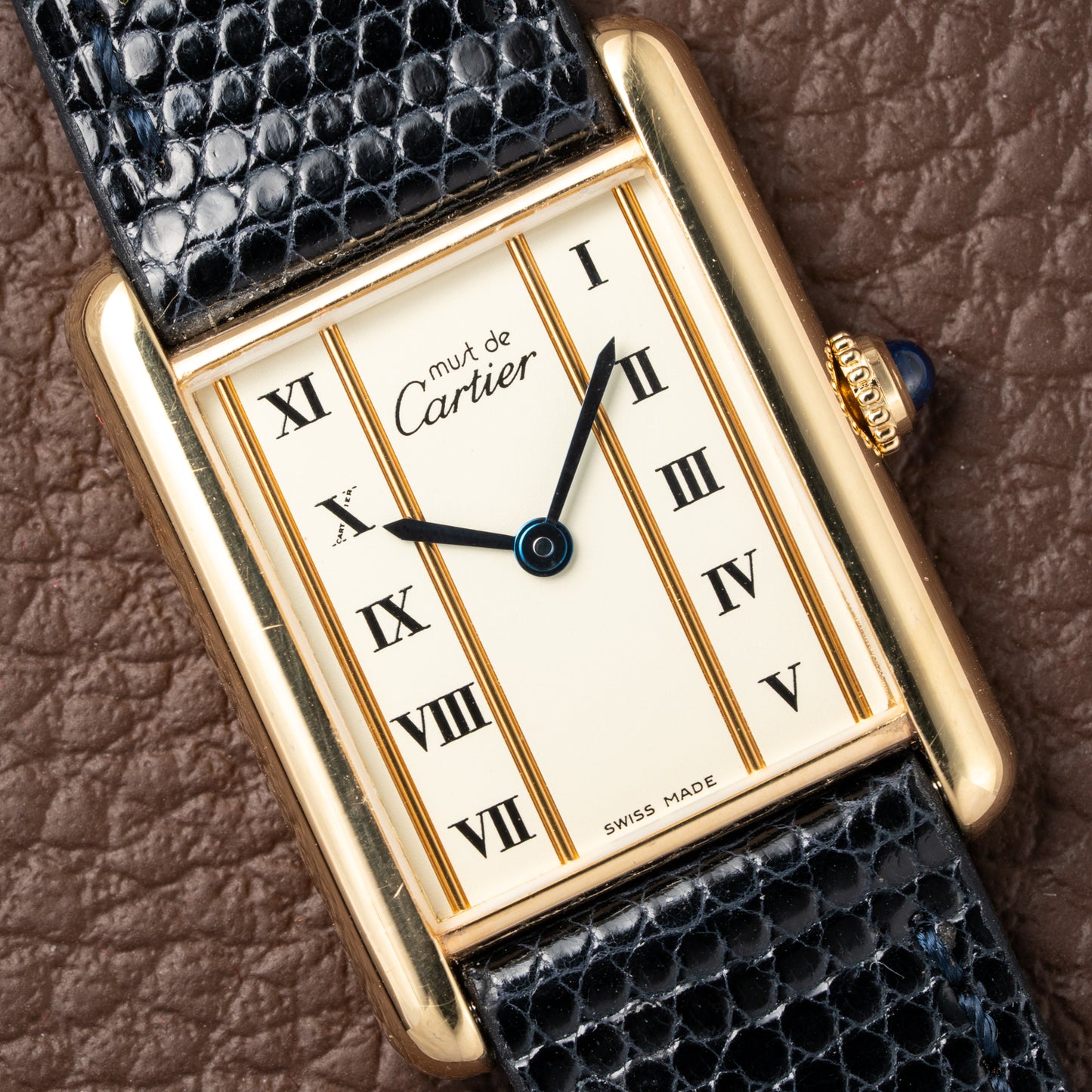 Cartier Must de Tank Vermeil Vendôme Roman Ivory Column Dial Cartier Service 2025 GM Ref 590005