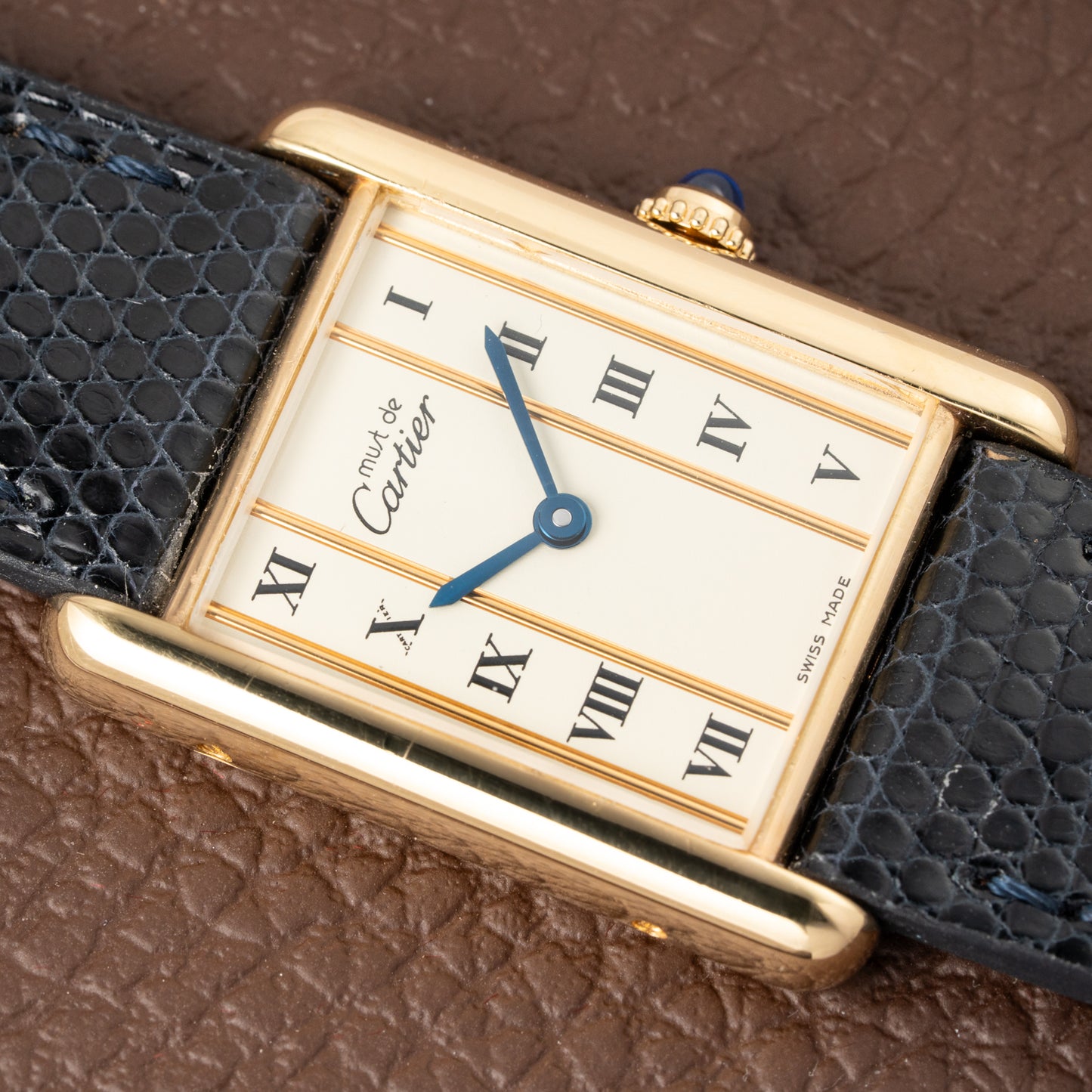 Cartier Must de Tank Vermeil Vendôme Roman Ivory Column Dial Cartier Service 2025 GM Ref 590005