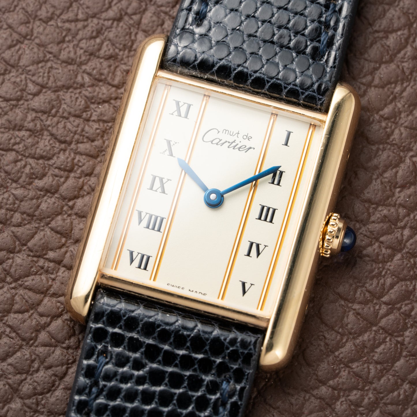Cartier Must de Tank Vermeil Vendôme Roman Ivory Column Dial Cartier Service 2025 GM Ref 590005