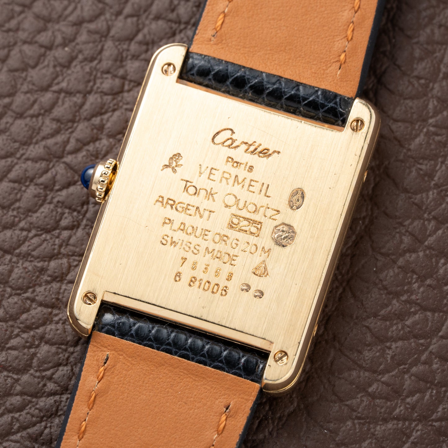 Cartier Must de Tank Vermeil Vendôme Roman Ivory Column Dial Cartier Service 2025 GM Ref 590005