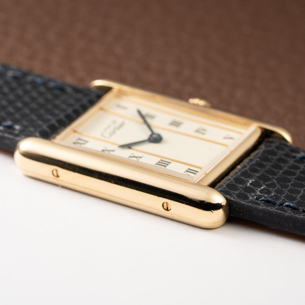 Cartier Must de Tank Vermeil Vendôme Roman Ivory Column Dial Cartier Service 2025 GM Ref 590005