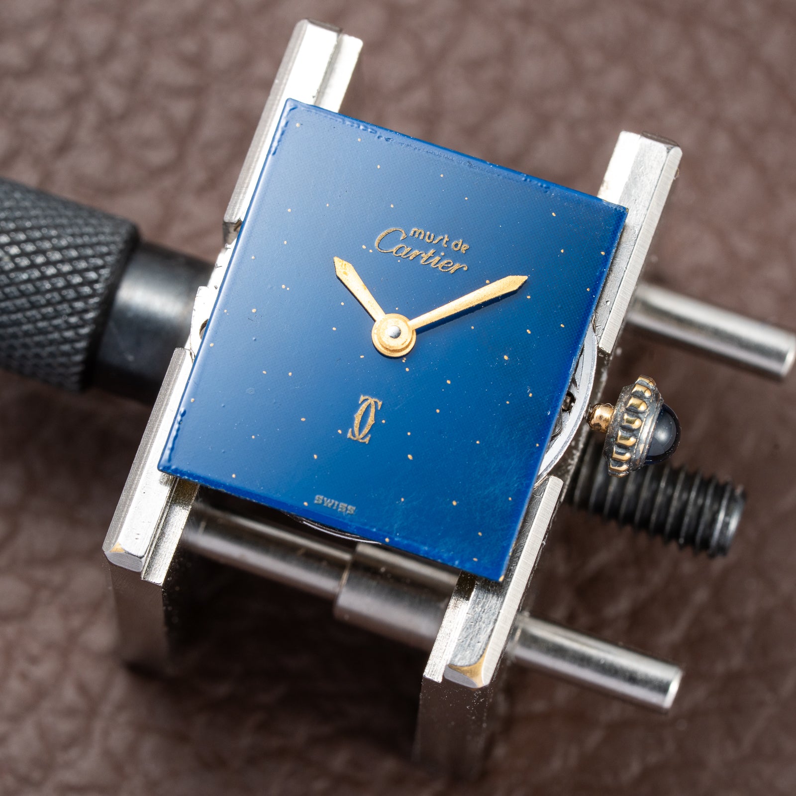 Cartier Tank Must de Lapis Lazuli Dial Vermeil PM 1980s