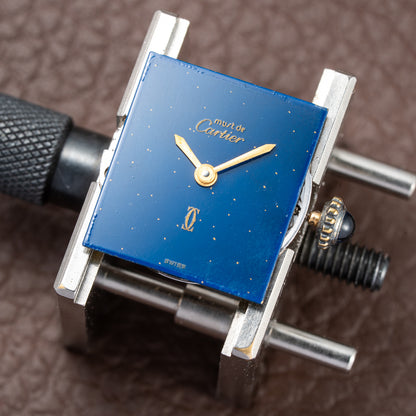 Cartier Tank Must de Lapis Lazuli Dial Vermeil PM 1980s