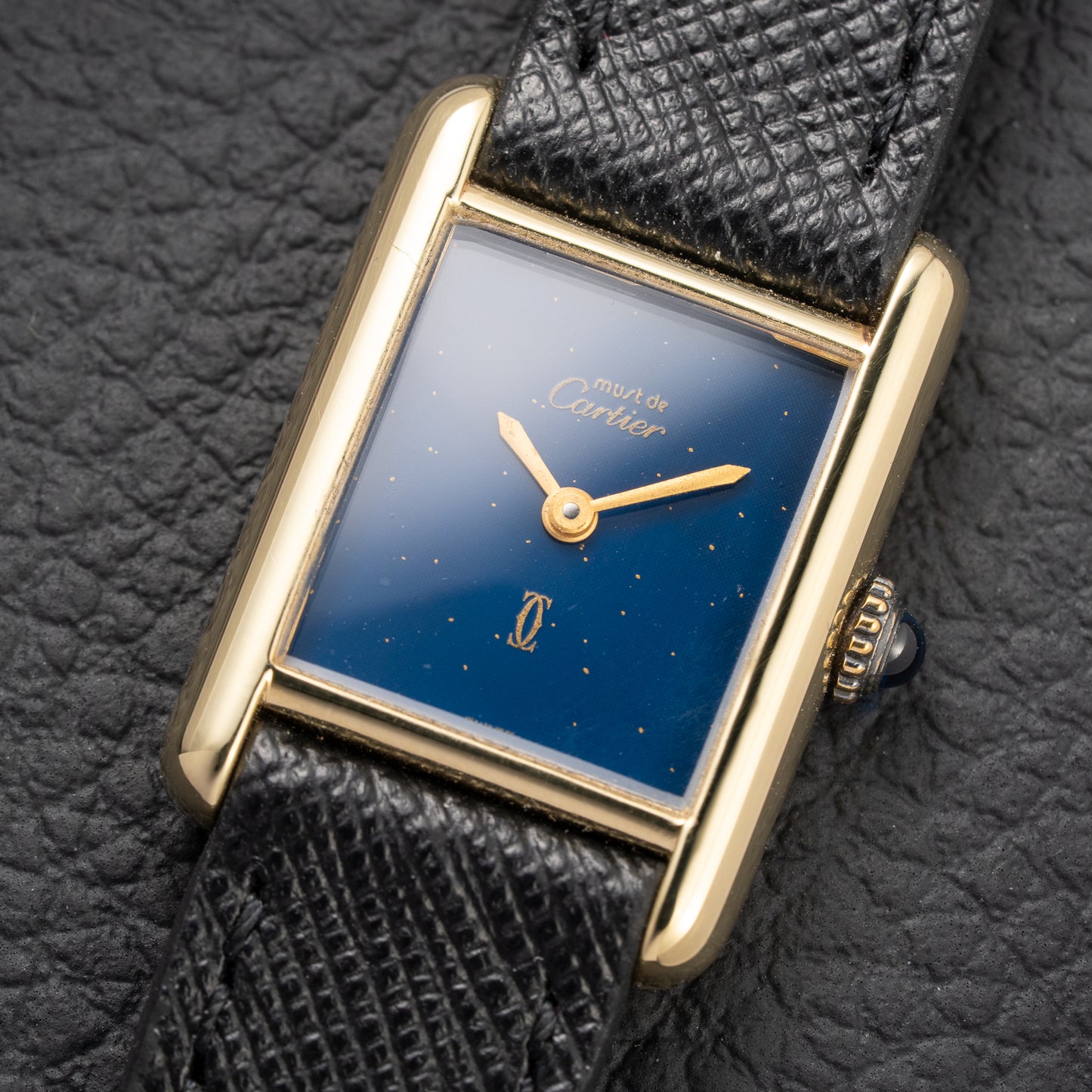 Cartier Tank Must de Lapis Lazuli Dial Vermeil PM 1980s