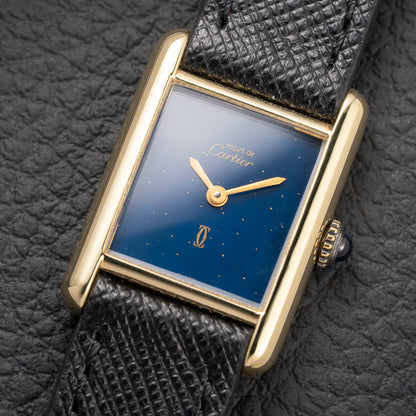 Cartier Tank Must de Lapis Lazuli Dial Vermeil PM 1980s