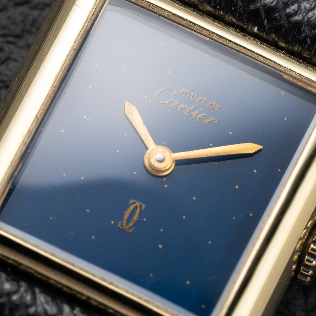 Cartier Tank Must de Lapis Lazuli Dial Vermeil PM 1980s