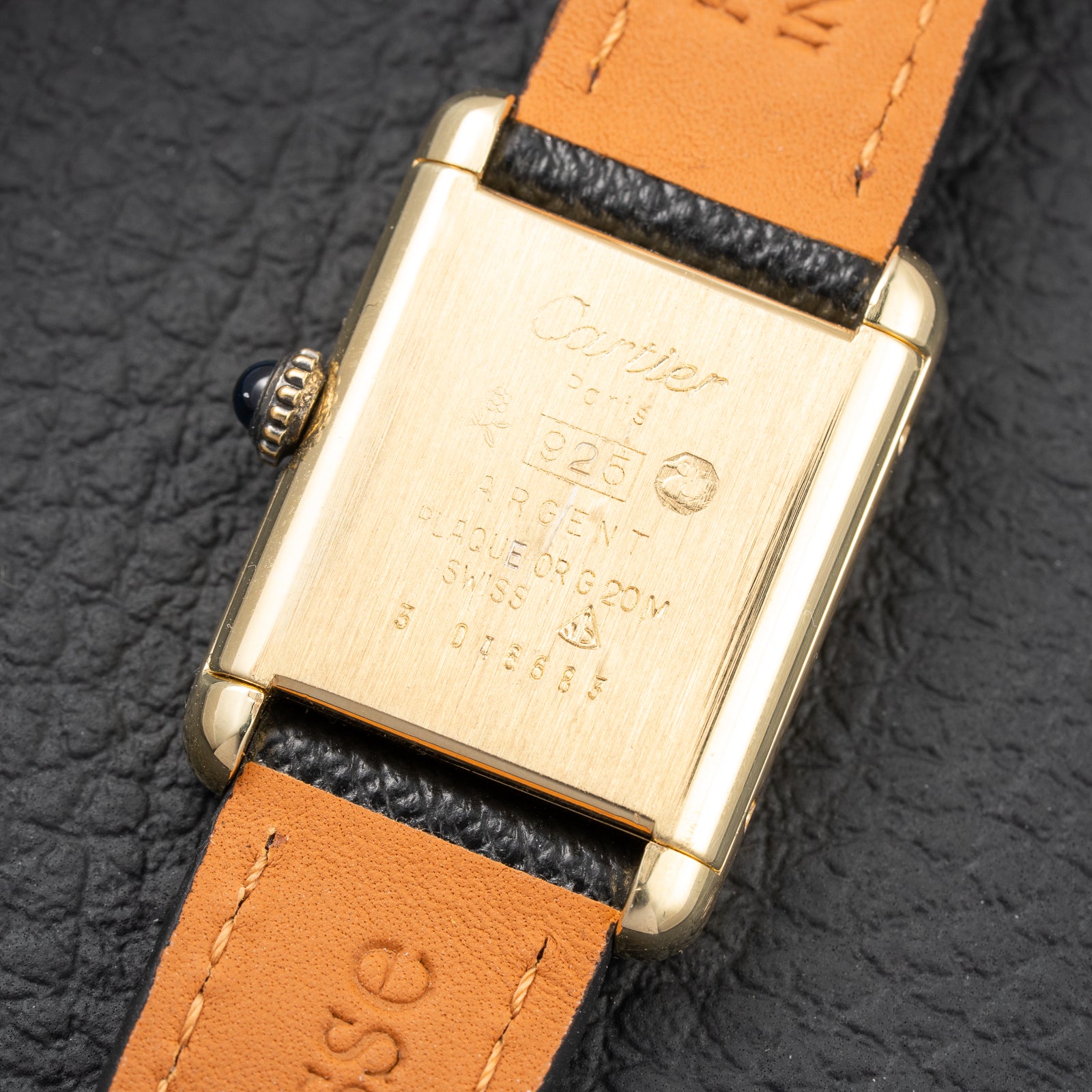 Cartier Tank Must de Lapis Lazuli Dial Vermeil PM 1980s