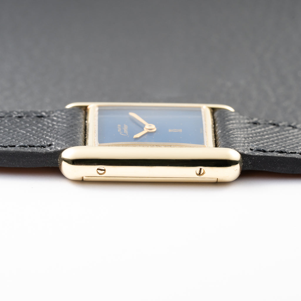 Cartier Tank Must de Lapis Lazuli Dial Vermeil PM 1980s