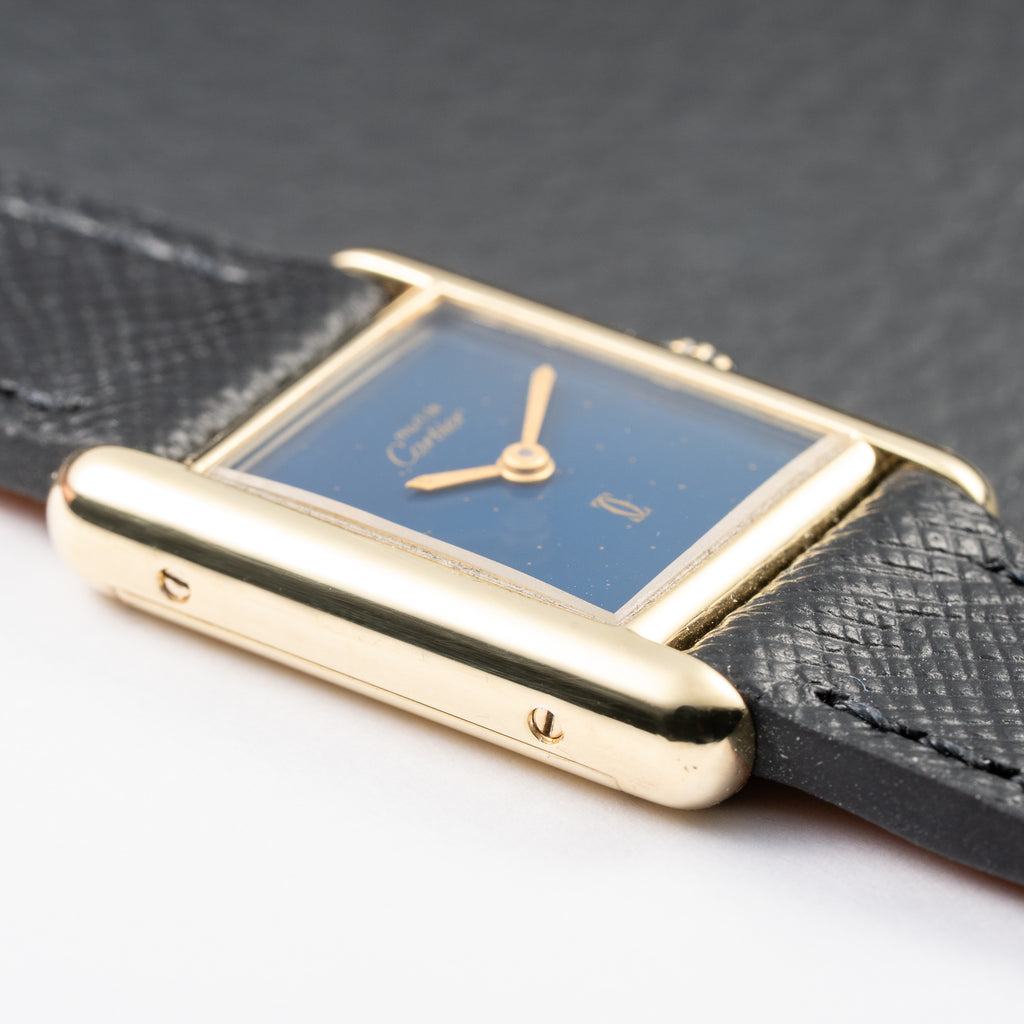 Cartier Tank Must de Lapis Lazuli Dial Vermeil PM 1980s