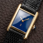 Cartier Tank Lady Must de Vermeil Lapis Lazuli Blue Dial PM From 1980s