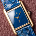 Cartier Tank Must de Lapis Lazuli Dial Vermeil PM 1980s