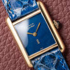 Cartier Tank Must de Lapis Lazuli Dial Vermeil PM 1980s