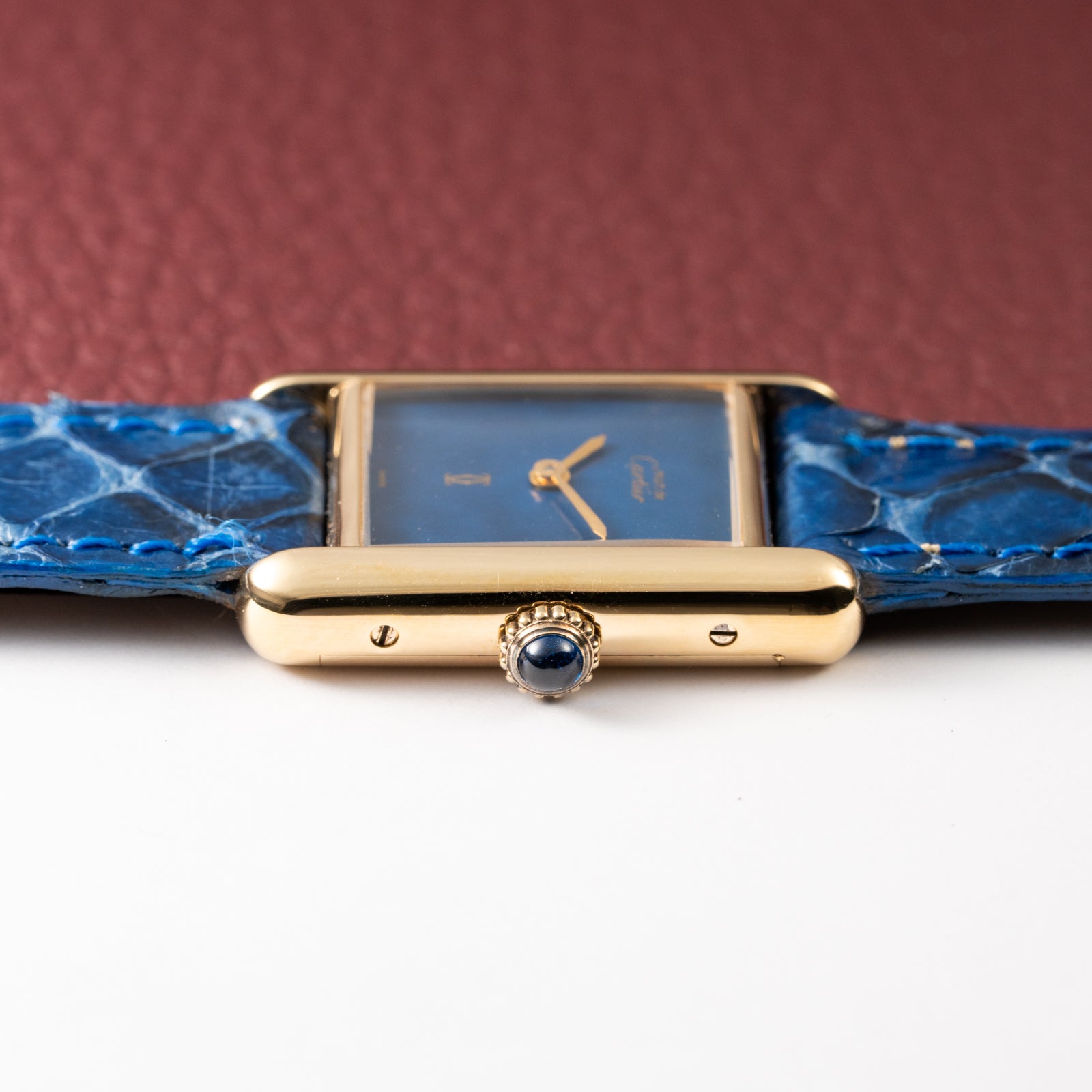 Cartier Tank Must de Lapis Lazuli Dial Vermeil PM 1980s