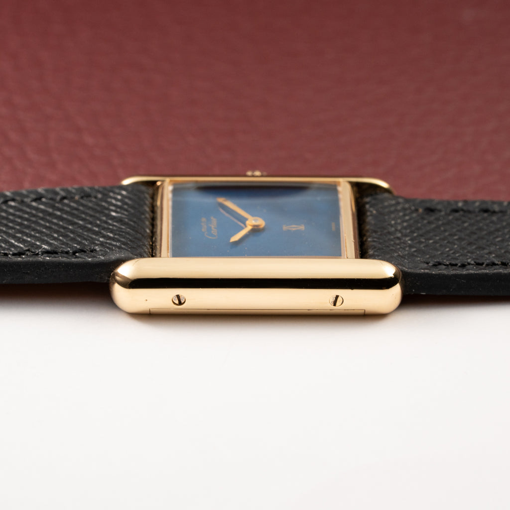 Cartier Tank Must de Lapis Lazuli Dial Vermeil PM 1980s