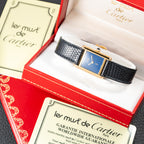 Cartier Tank Must de Blue Lapis Lazuli Dial Vermeil PM Full Set from 1982