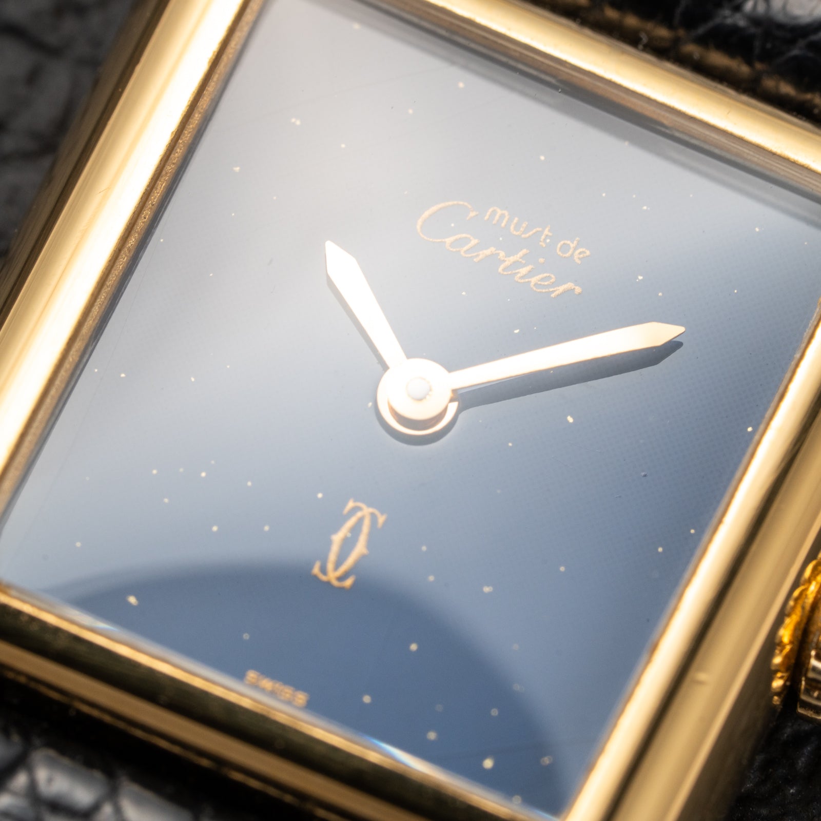 Cartier Tank Must de Blue Lapis Lazuli Dial Vermeil PM Full Set from 1982