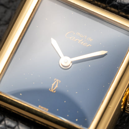 Cartier Tank Must de Blue Lapis Lazuli Dial Vermeil PM Full Set from 1982