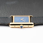Cartier Tank Must de Blue Lapis Lazuli Dial Vermeil PM Full Set from 1982
