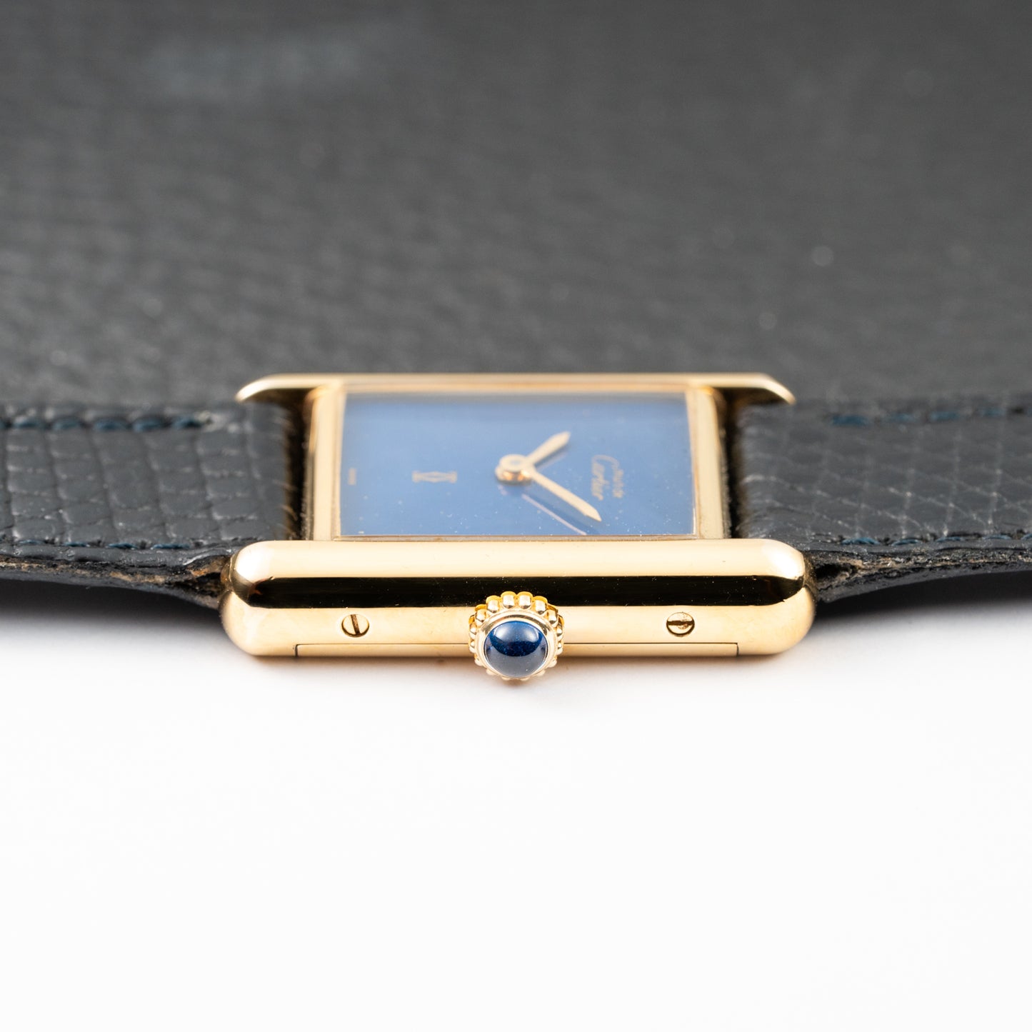 Cartier Tank Must de Blue Lapis Lazuli Dial Vermeil PM Full Set from 1982