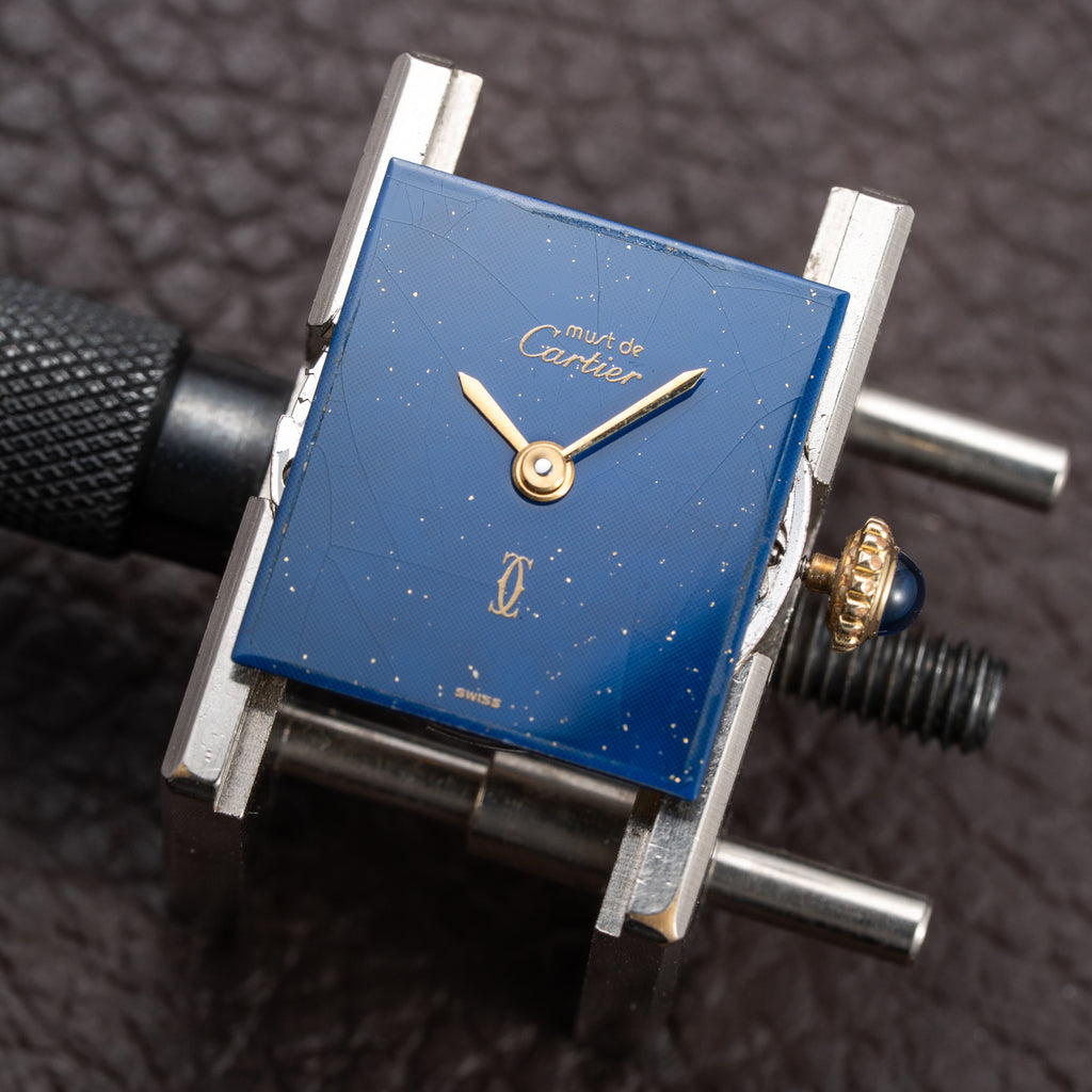 Cartier Tank Must de Blue Lapis Lazuli Dial Vermeil PM 1980s