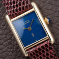 Cartier Tank Must de Blue Lapis Lazuli Dial Vermeil PM 1980s