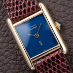 Cartier Tank Must de Blue Lapis Lazuli Dial Vermeil PM 1980s