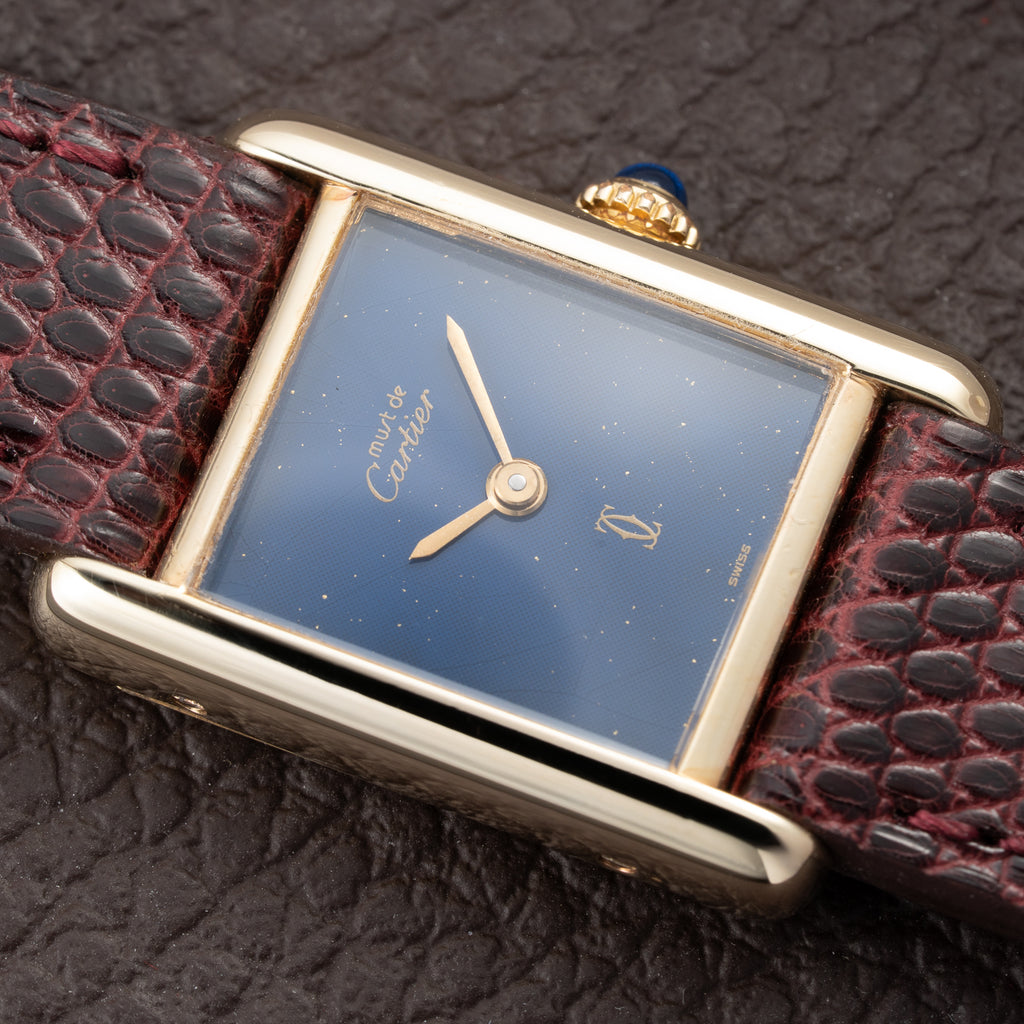 Cartier Tank Must de Blue Lapis Lazuli Dial Vermeil PM 1980s