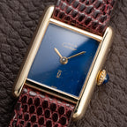 Cartier Tank Must de Blue Lapis Lazuli Dial Vermeil PM 1980s