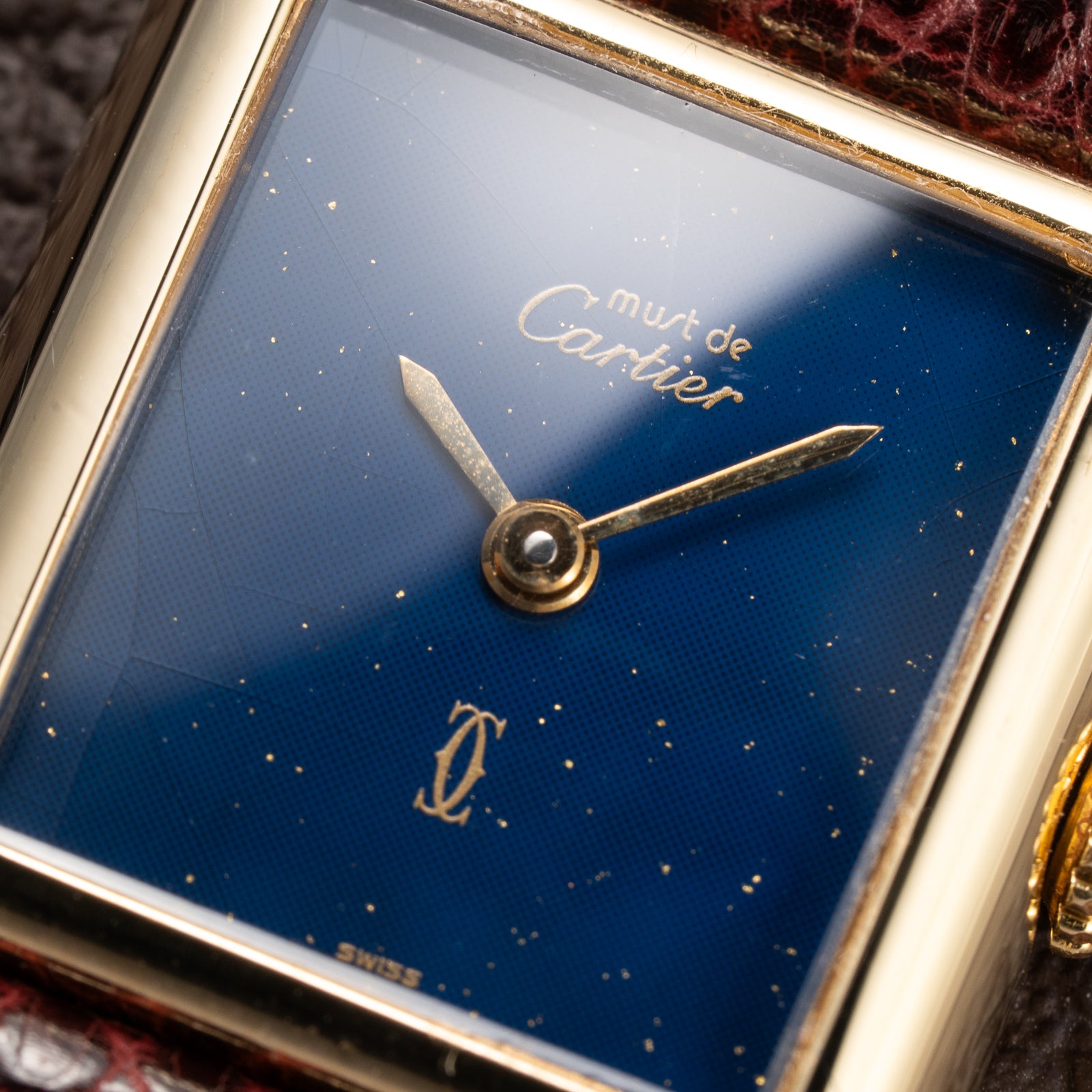 Cartier Tank Must de Blue Lapis Lazuli Dial Vermeil PM 1980s