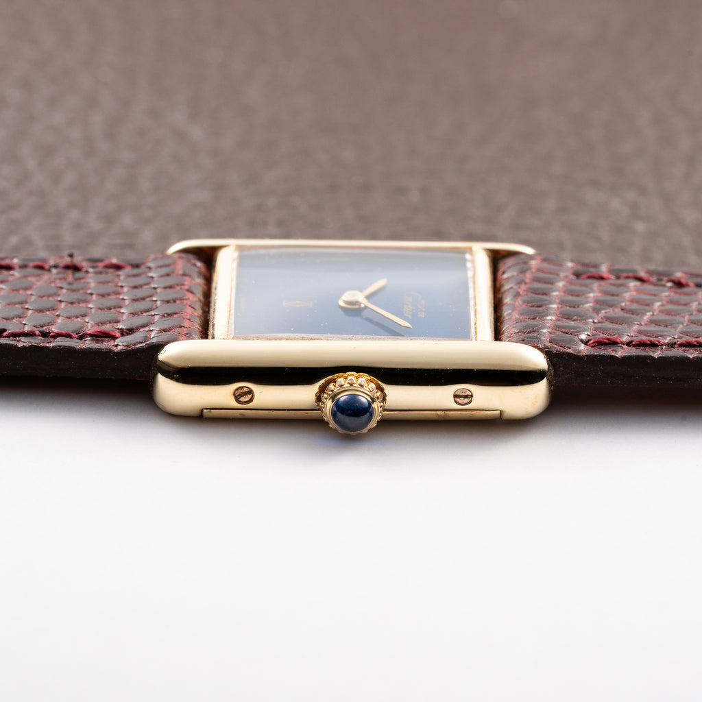 Cartier Tank Must de Blue Lapis Lazuli Dial Vermeil PM 1980s