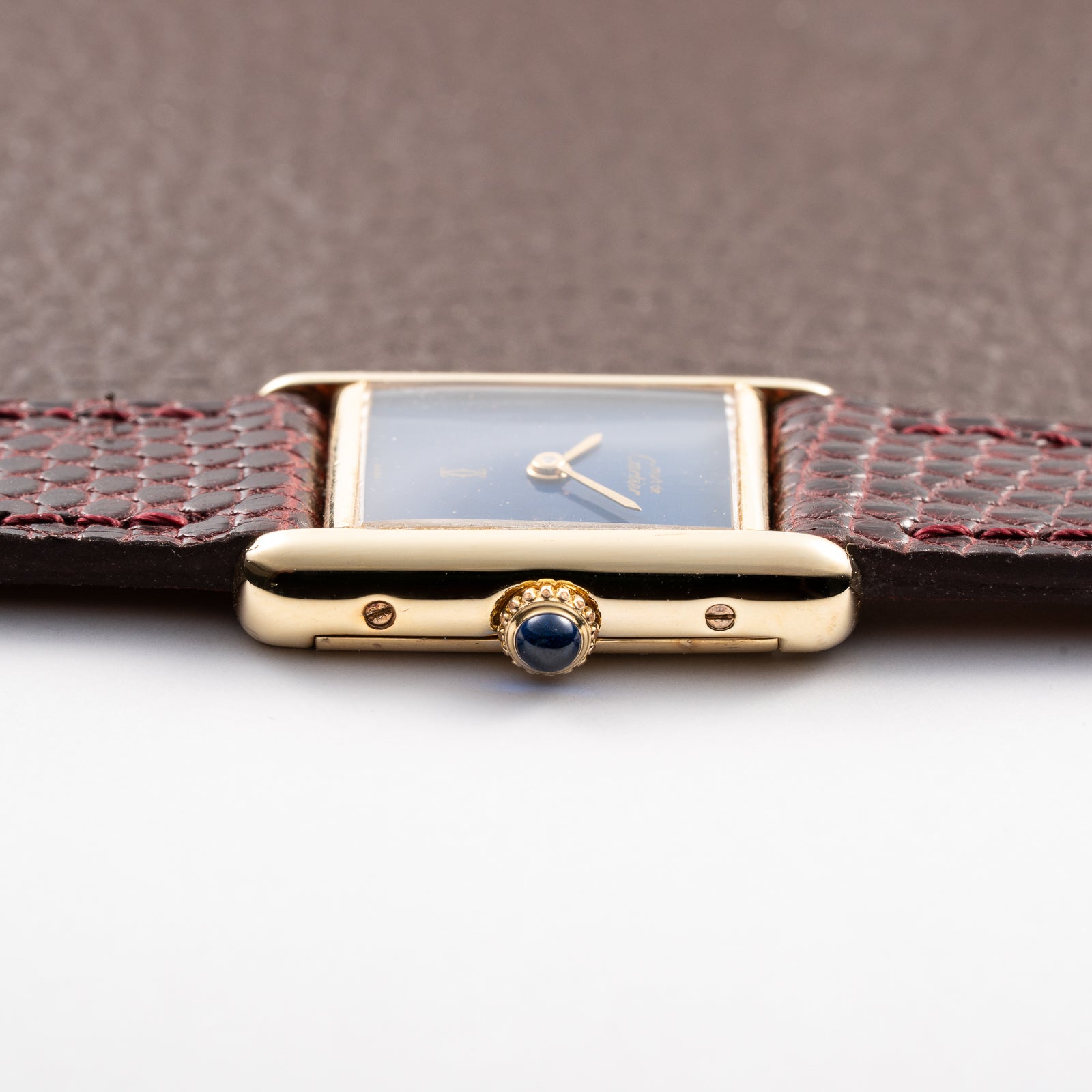 Cartier Tank Must de Blue Lapis Lazuli Dial Vermeil PM 1980s