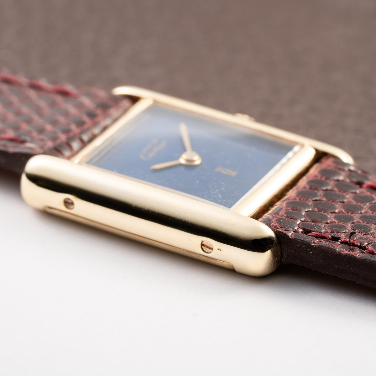 Cartier Tank Must de Blue Lapis Lazuli Dial Vermeil PM 1980s