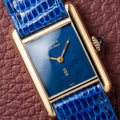 Cartier Tank Must de Blue Lapis Lazuli Dial Vermeil PM 1980s