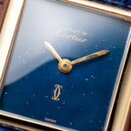Cartier Tank Must de Blue Lapis Lazuli Dial Vermeil PM 1980s
