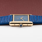 Cartier Tank Must de Blue Lapis Lazuli Dial Vermeil PM 1980s