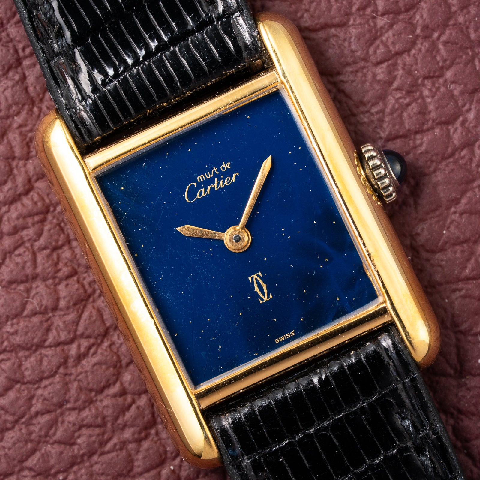 Cartier Tank Must de Blue Lapis Lazuli Dial Vermeil PM 1980s