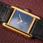 Cartier Tank Must de Blue Lapis Lazuli Dial Vermeil PM 1980s