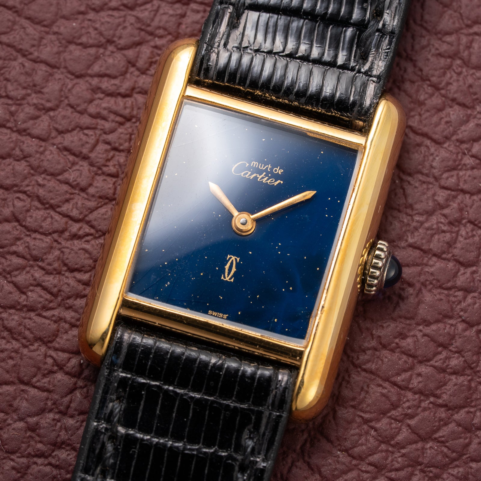 Cartier Tank Must de Blue Lapis Lazuli Dial Vermeil PM 1980s