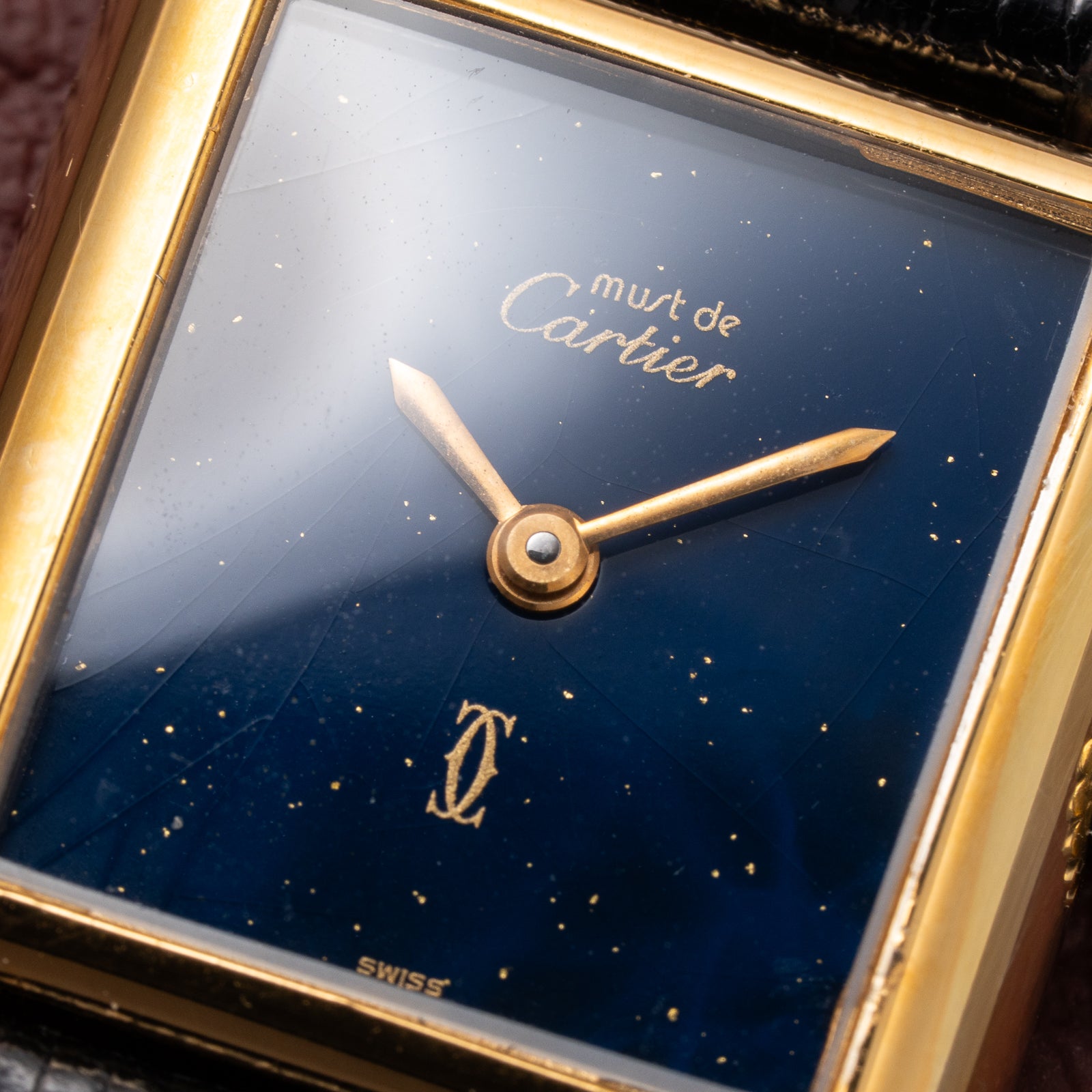 Cartier Tank Must de Blue Lapis Lazuli Dial Vermeil PM 1980s