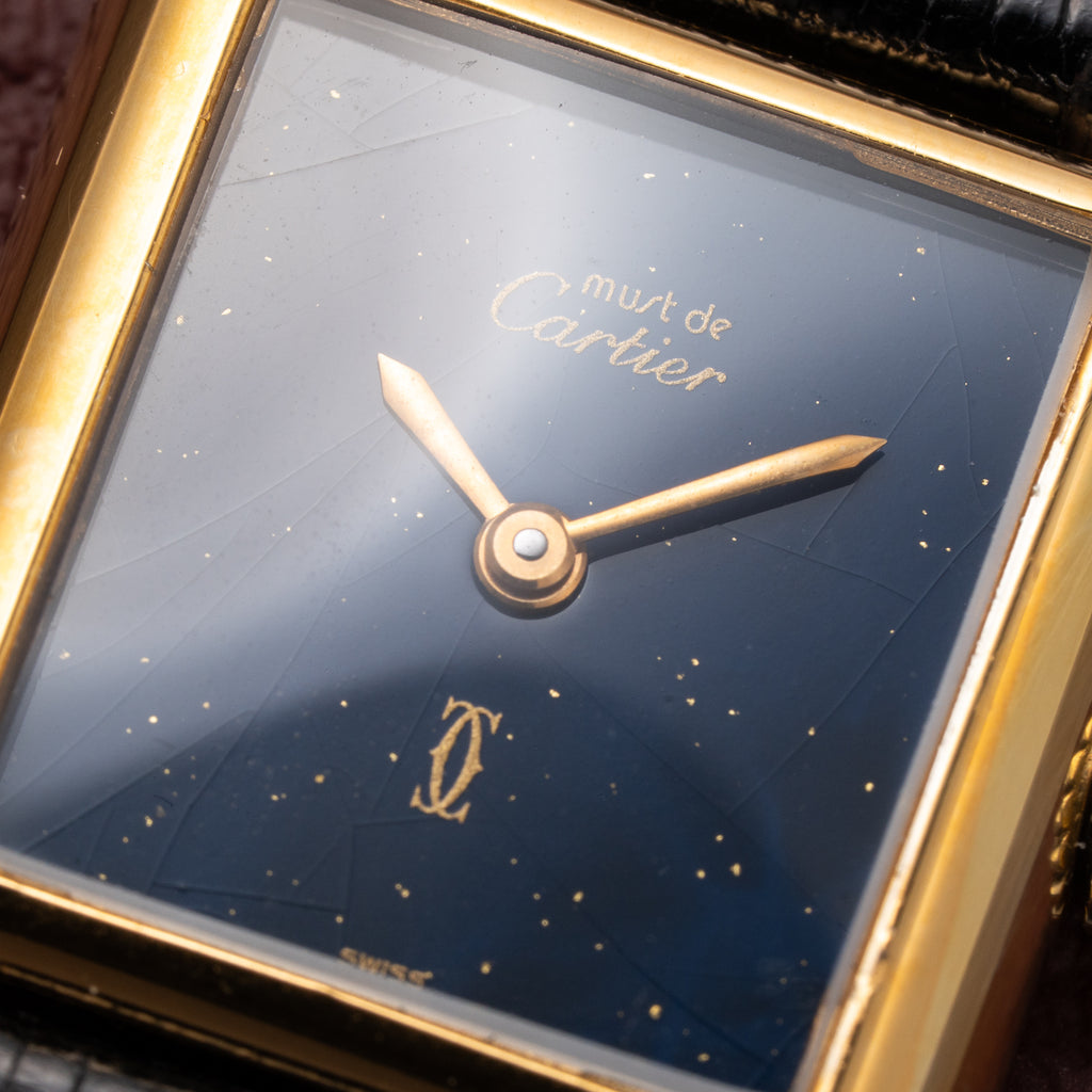 Cartier Tank Must de Blue Lapis Lazuli Dial Vermeil PM 1980s