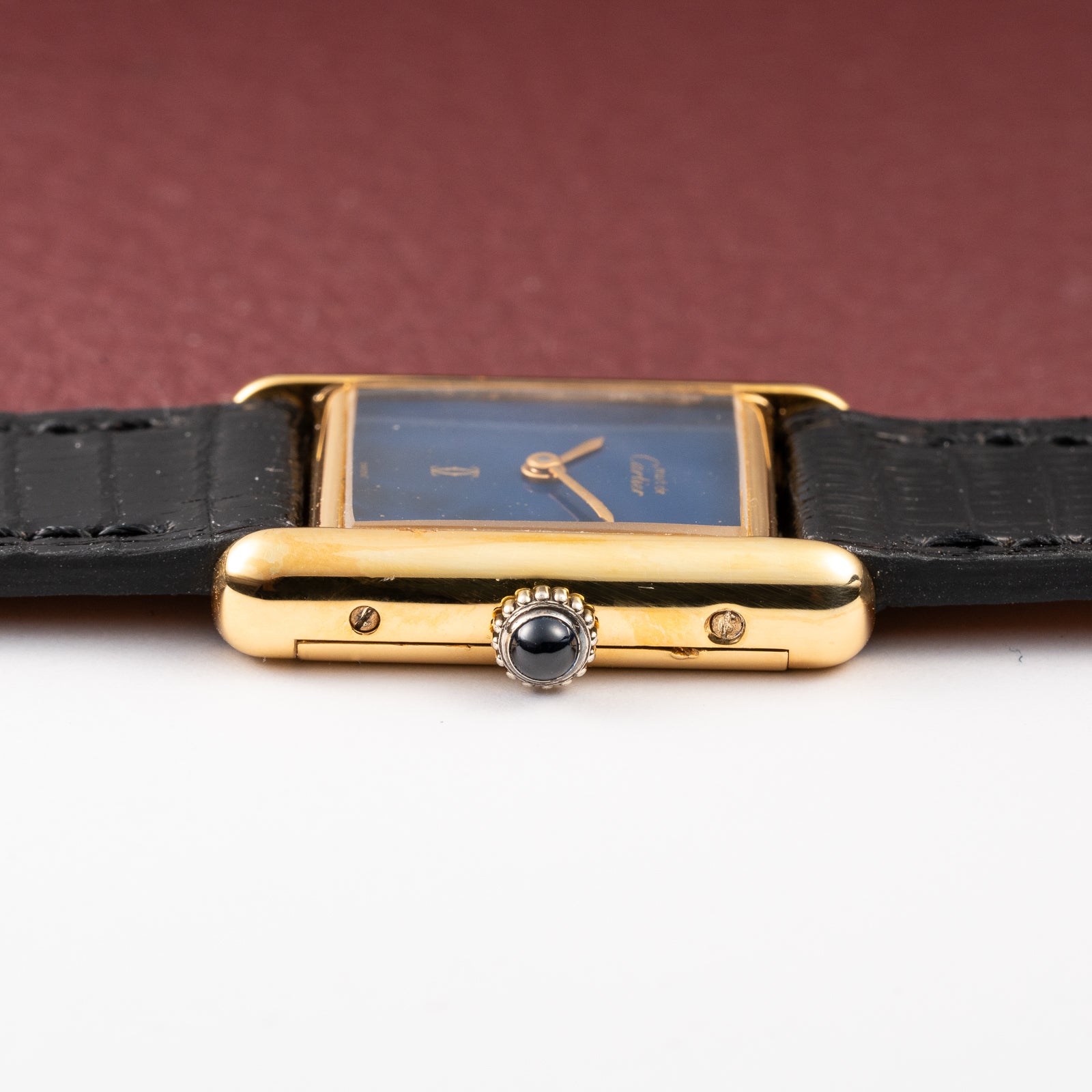 Cartier Tank Must de Blue Lapis Lazuli Dial Vermeil PM 1980s
