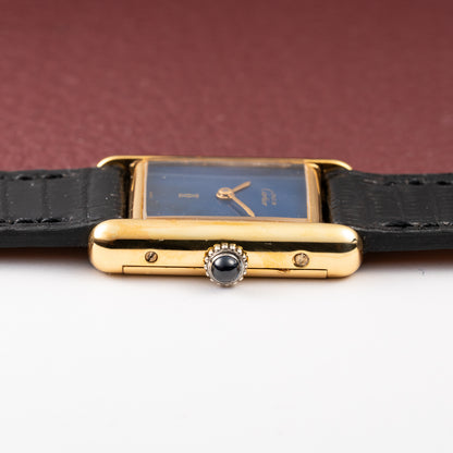 Cartier Tank Must de Blue Lapis Lazuli Dial Vermeil PM 1980s