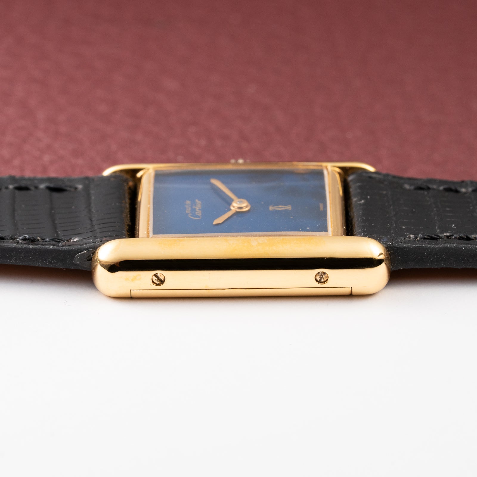 Cartier Tank Must de Blue Lapis Lazuli Dial Vermeil PM 1980s