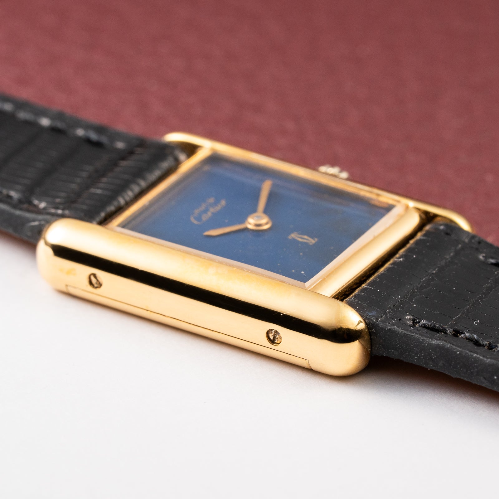 Cartier Tank Must de Blue Lapis Lazuli Dial Vermeil PM 1980s