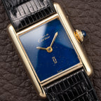 Cartier Tank Must de Blue Lapis Lazuli Dial Vermeil PM 1980s