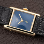 Cartier Tank Must de Blue Lapis Lazuli Dial Vermeil PM 1980s