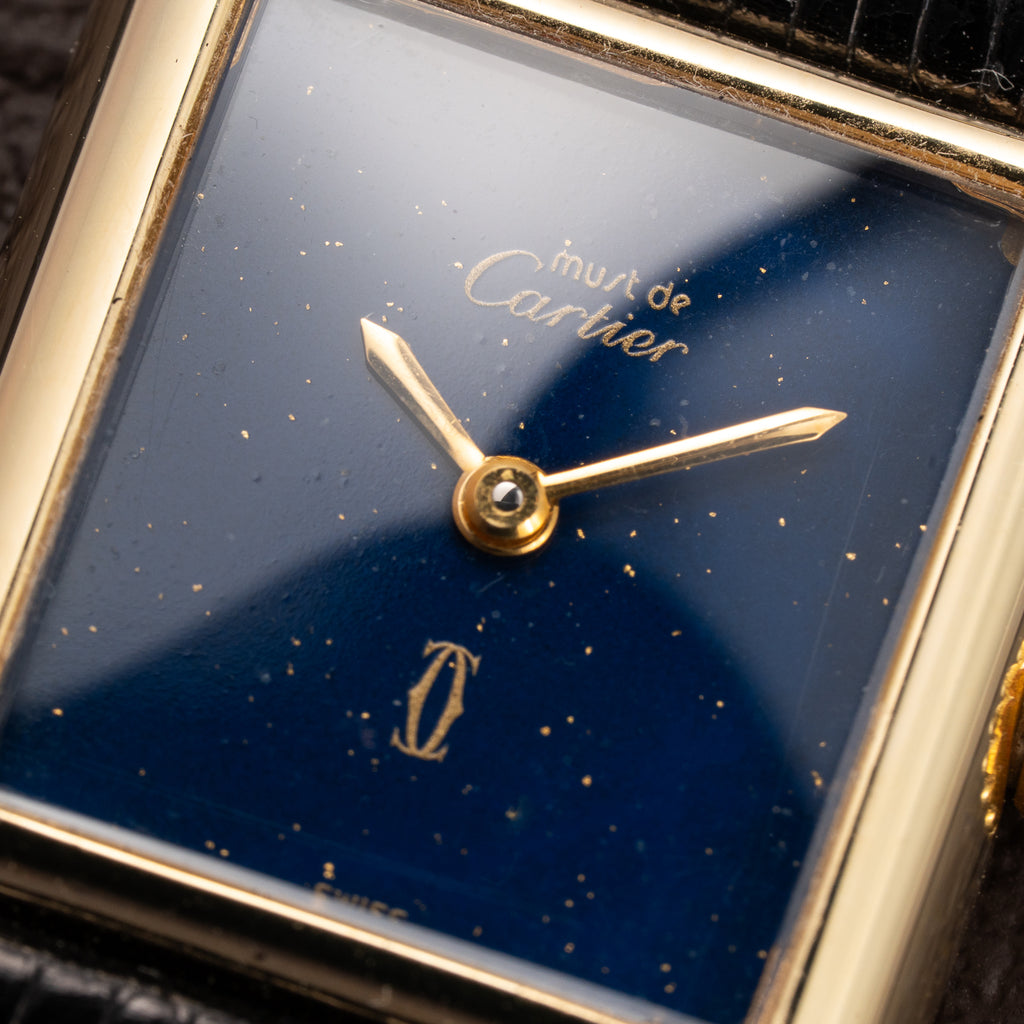 Cartier Tank Must de Blue Lapis Lazuli Dial Vermeil PM 1980s