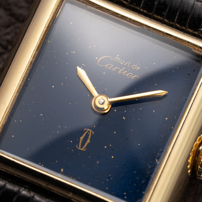 Cartier Tank Must de Blue Lapis Lazuli Dial Vermeil PM 1980s