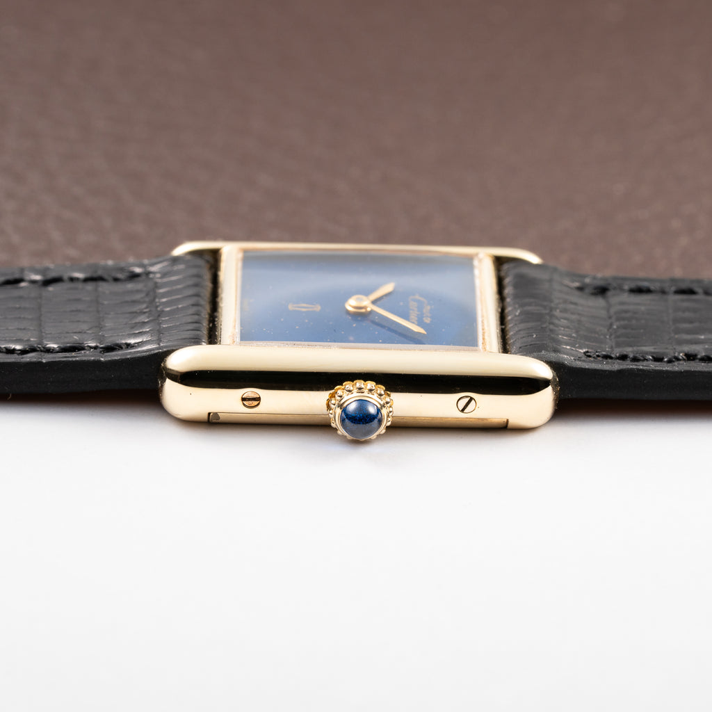 Cartier Tank Must de Blue Lapis Lazuli Dial Vermeil PM 1980s