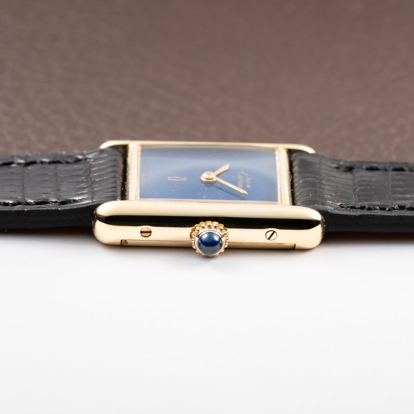 Cartier Tank Must de Blue Lapis Lazuli Dial Vermeil PM 1980s